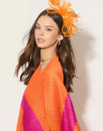Feather & Floral Fascinator Headband In Orange