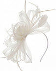 Feather & Floral Fascinator Headband In White