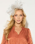 Feather & Floral Fascinator Headband In White