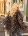 Statement Ruffle Design Organza Ruffle Blouse In Leopard Print