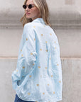 Gold Heart Embroidered Shirt in Soft cotton fabric in Blue