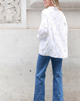 Gold Heart Embroidered Shirt in Soft cotton fabric in White