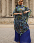 Pattern Print Pleated Blouse & Trousers Set