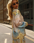 Ocean Treasure Print Shirt & Wide-Leg Trousers Suits In Yellow