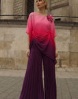 Sunset Ombre Draped Top & Pleated Trouser Co-Ord