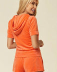 Short sleeves and Shorts Velour Tracksuits (Orange)