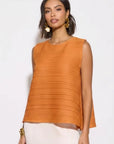 Orange Pleated Sleeveless Swing Top