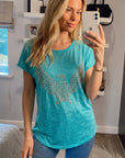 Gold Eagle embellished T-shirt  (Turq)