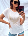 Gold Eagle embellished T-shirt  (White)