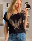 Gold Eagle embellished T-shirt  (Black)
