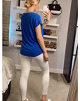 Gold Eagle embellished T-shirt  (Blue)