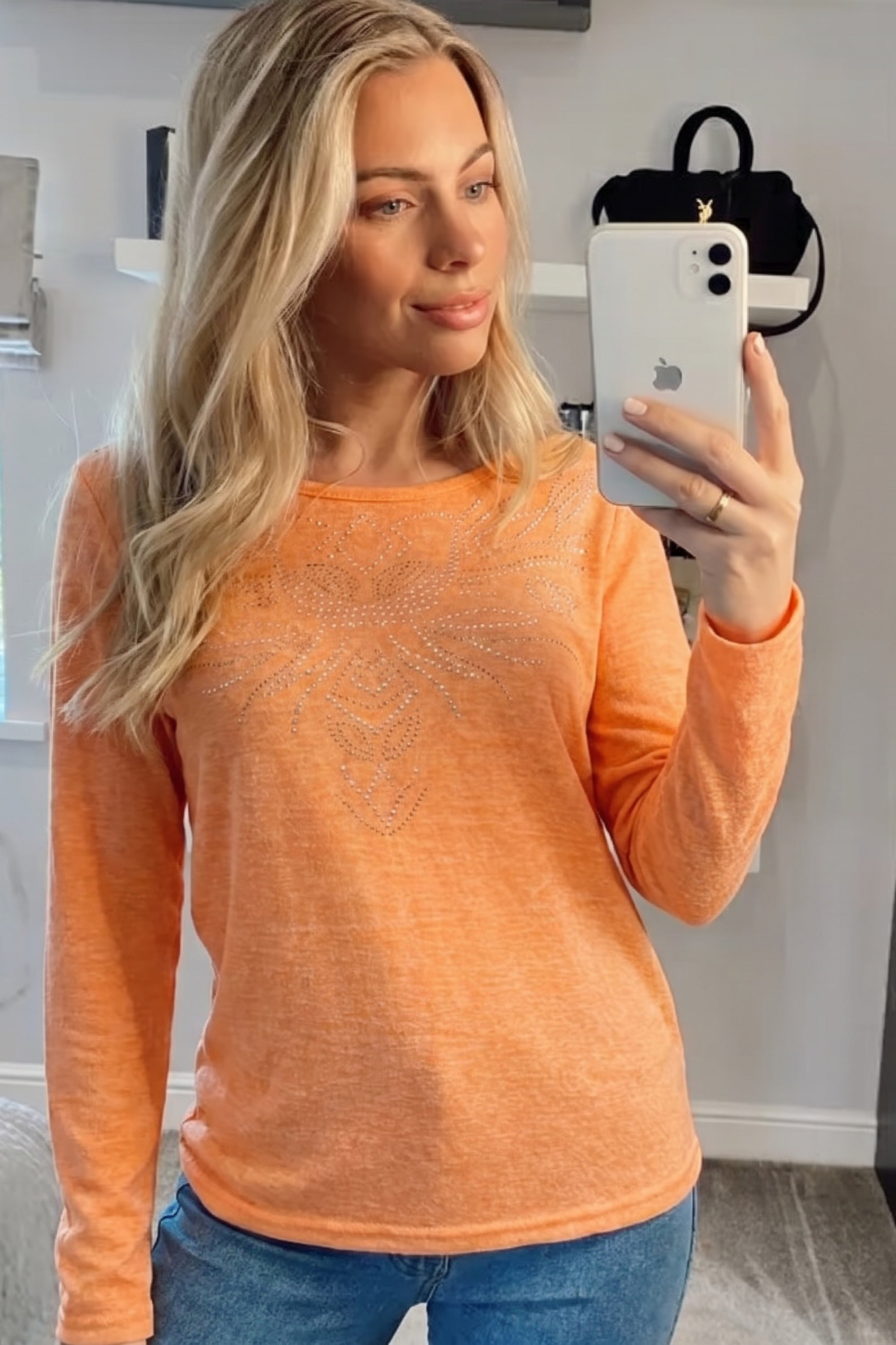 Diamanté Embellished Long Sleeve Top