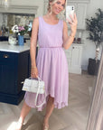 Dip hem Chiffon dress in light purple color