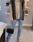 Stripe print mesh Top (Black)