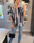 Stripe print mesh Top