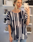 Stripe print mesh Top