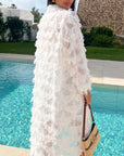Feather look and star pattern shirt dress in White