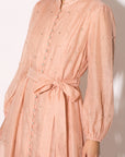Embellished Button Front Maxi Shirt Dress with Tie Belt