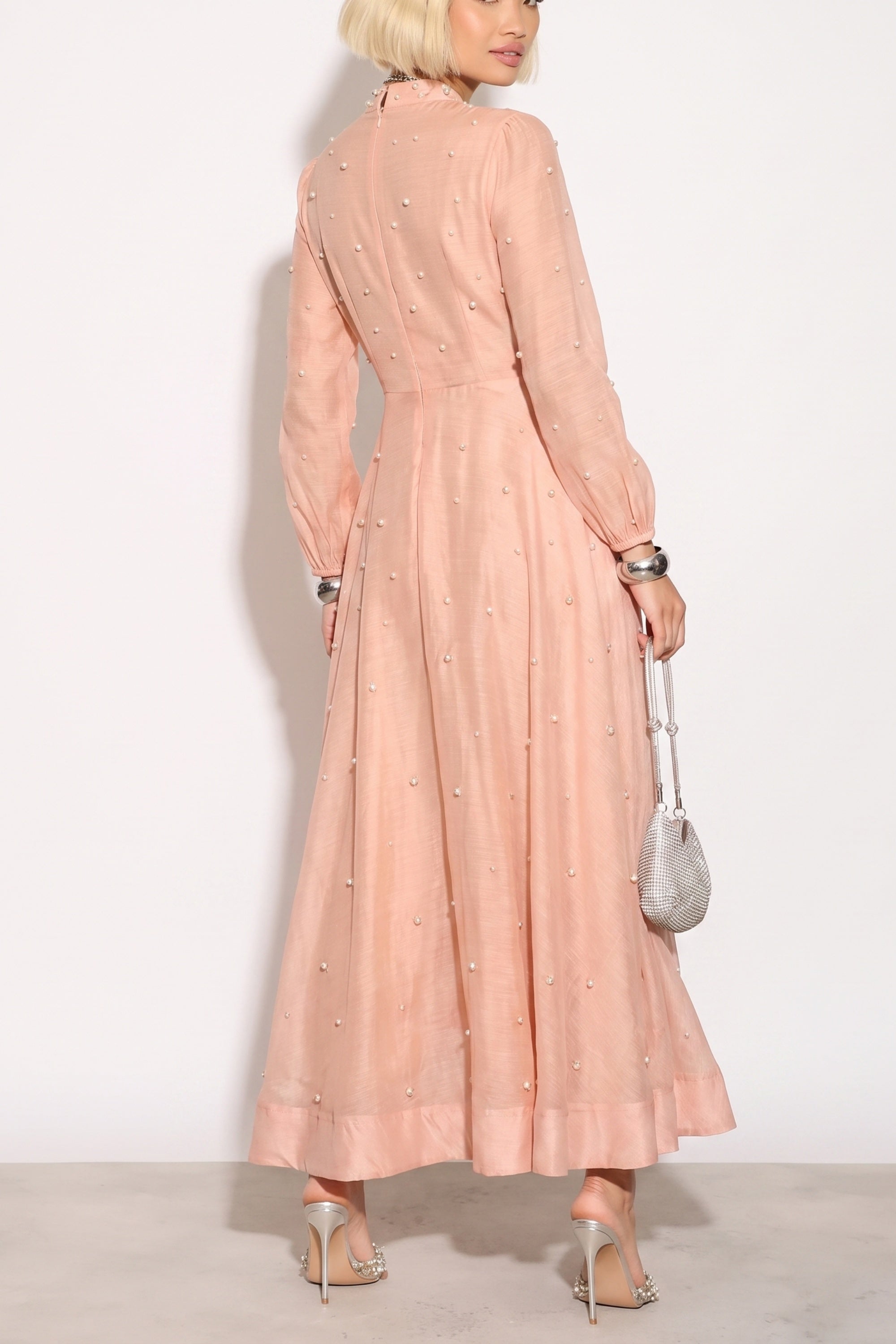 Embellished Button Front Maxi Shirt Dress with Tie Belt