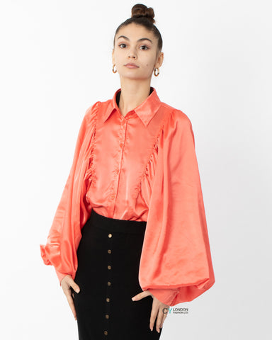 Oversized Sleeves Shirt in Orange colour