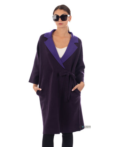 Double-sided wool blend jacket coat (Purple)