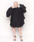 Oversized Shirt with Frilled Sleeves and Mesh Back