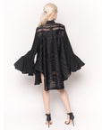 Oversized Shirt with Frilled Sleeves and Mesh Back