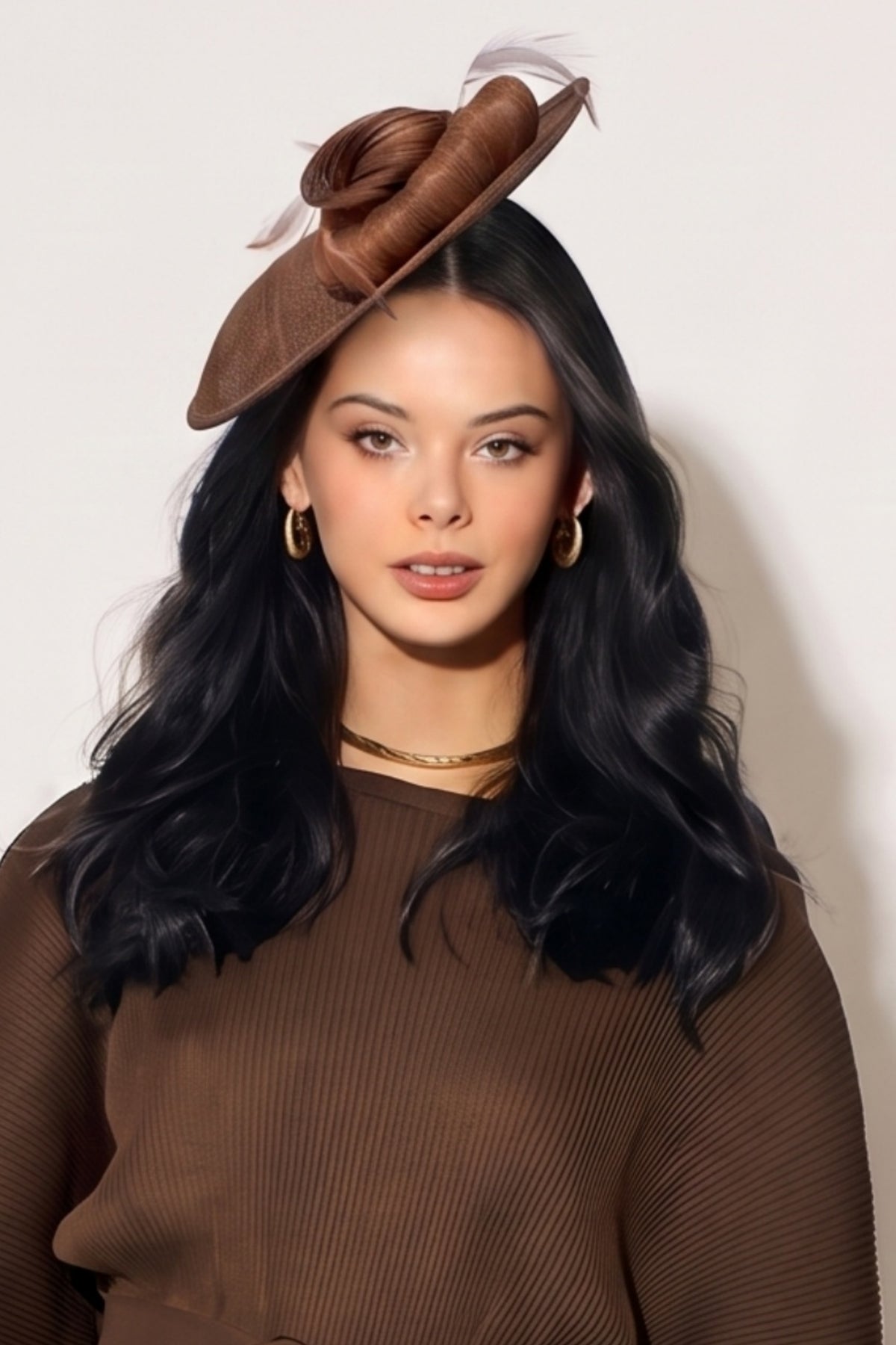 Statement Floral Feather &amp; Loop Mesh Fascinator