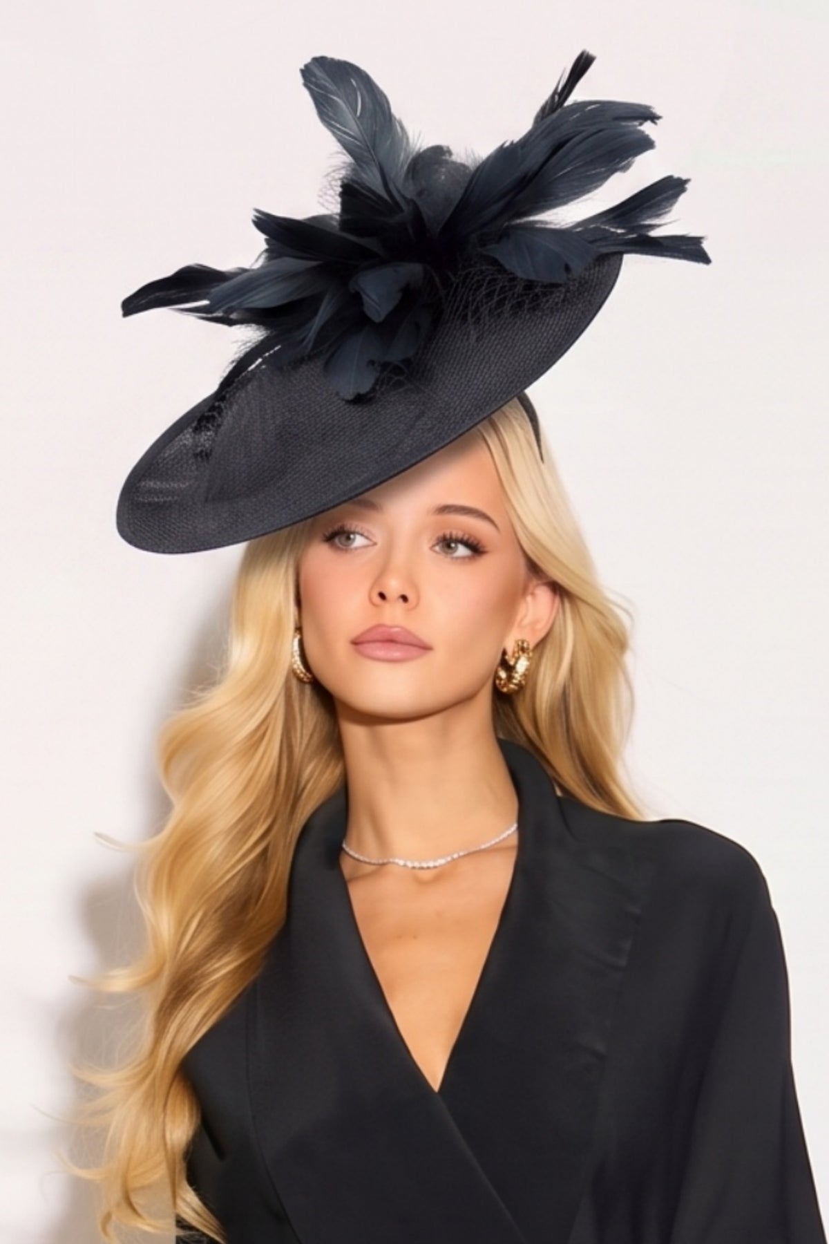 Statement Feather Flower Wide Brim Fascinator