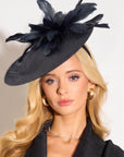 Statement Feather Flower Wide Brim Fascinator