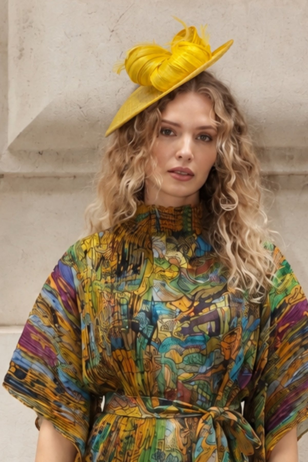 Statement Floral Feather &amp; Loop Mesh Fascinator