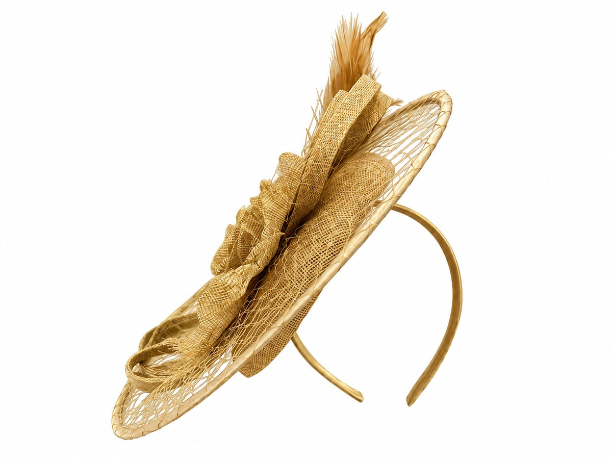 Statement Floral Feather &amp; Loop Mesh Fascinator