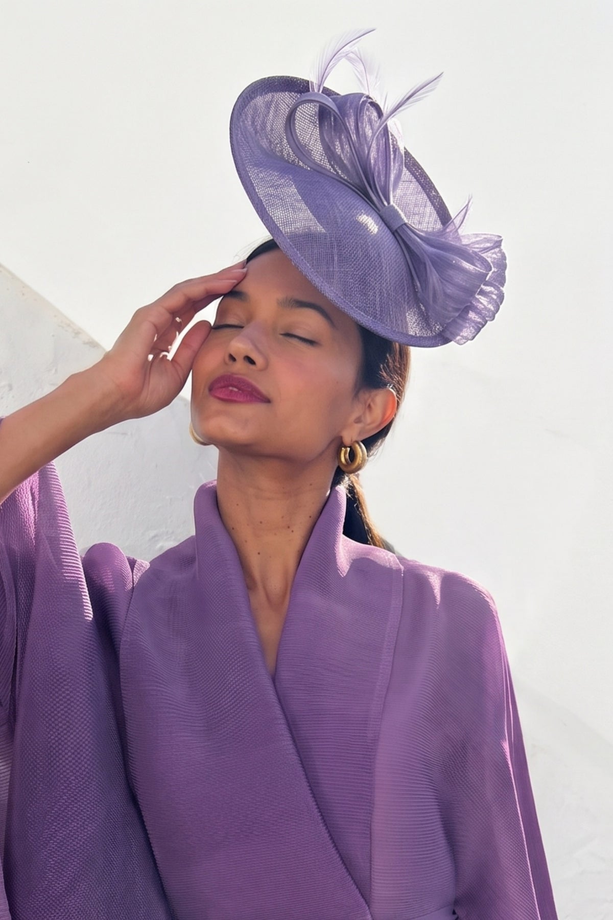 Statement Floral Feather &amp; Loop Mesh Fascinator