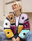 Hand Knit Fluffy Multicolour Granny Square Cardigan