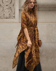 Pattern Print Pleated Blouse & Trousers Set