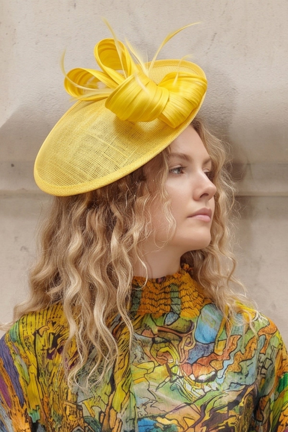 Statement Floral Feather &amp; Loop Mesh Fascinator
