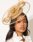Statement Floral Feather & Loop Mesh Fascinator