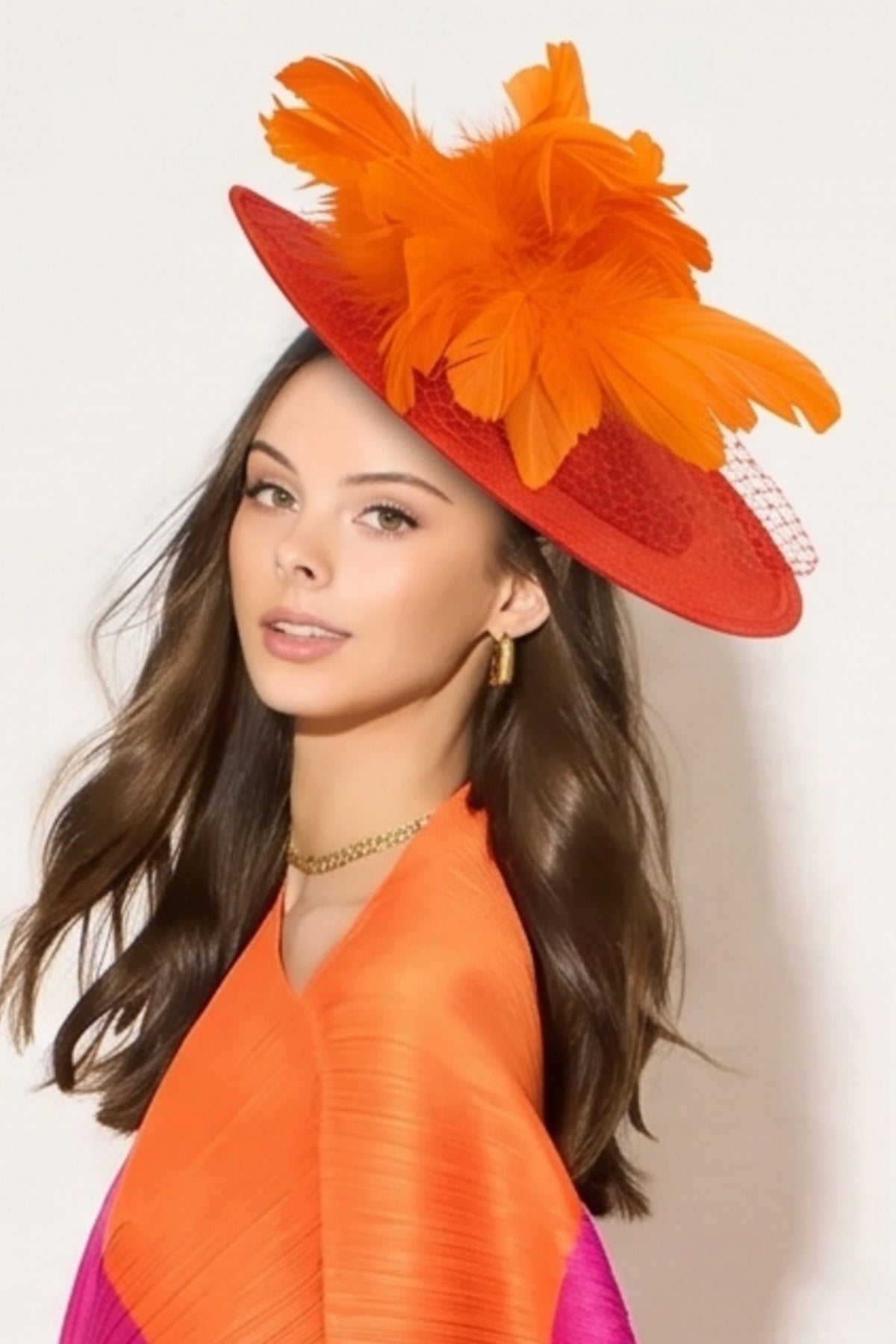Statement Feather Flower Wide Brim Fascinator