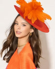 Statement Feather Flower Wide Brim Fascinator