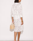 Feather look and star pattern shirt dress in White