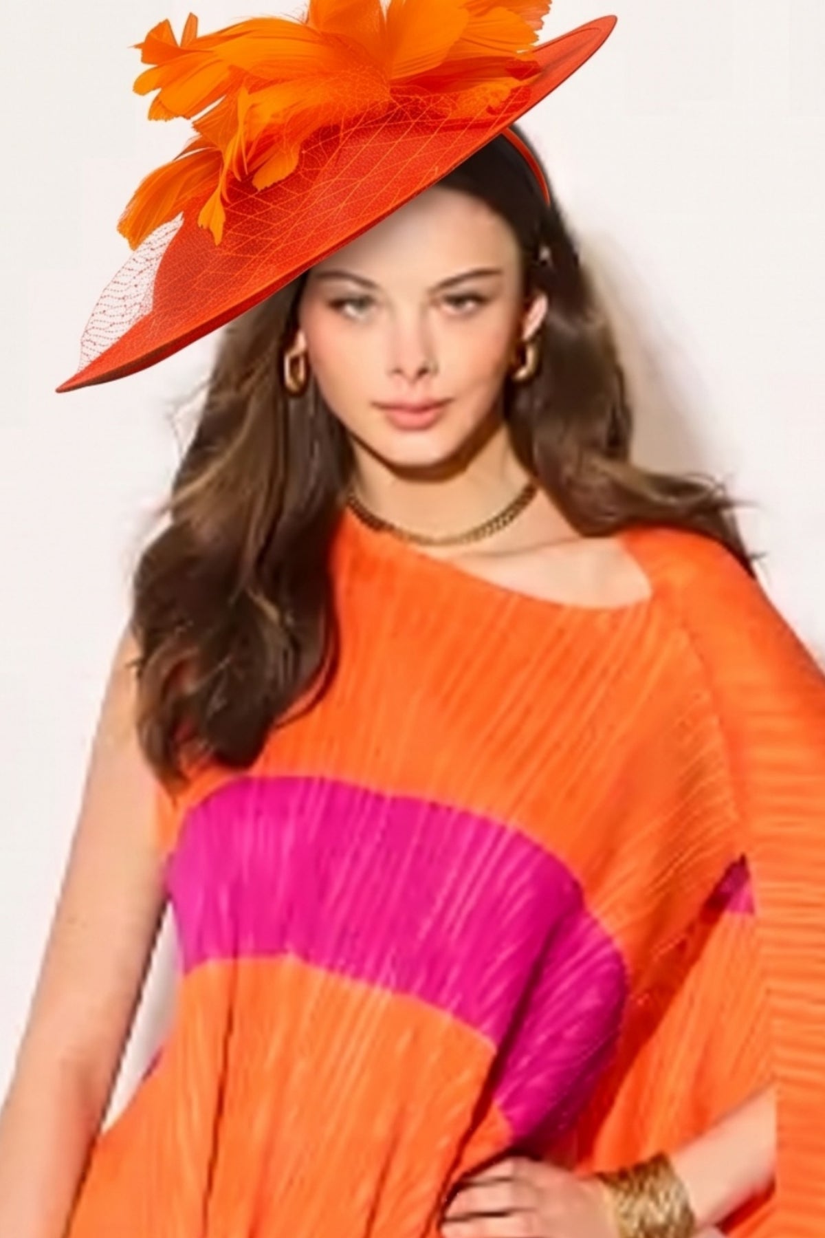Statement Feather Flower Wide Brim Fascinator