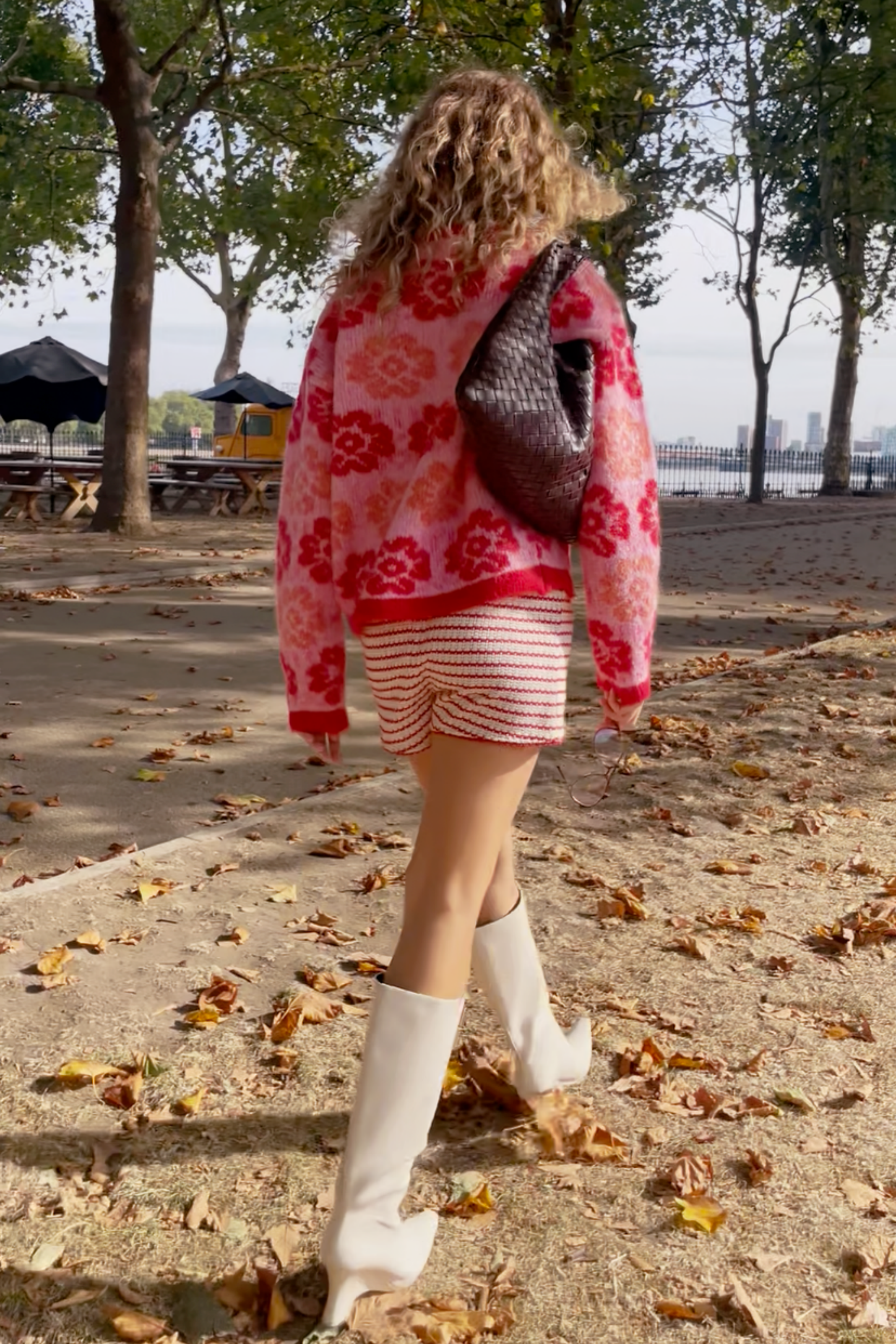 Red And Pink Floral Pattern Soft Knit Jumper