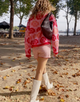 Red And Pink Floral Pattern Soft Knit Jumper