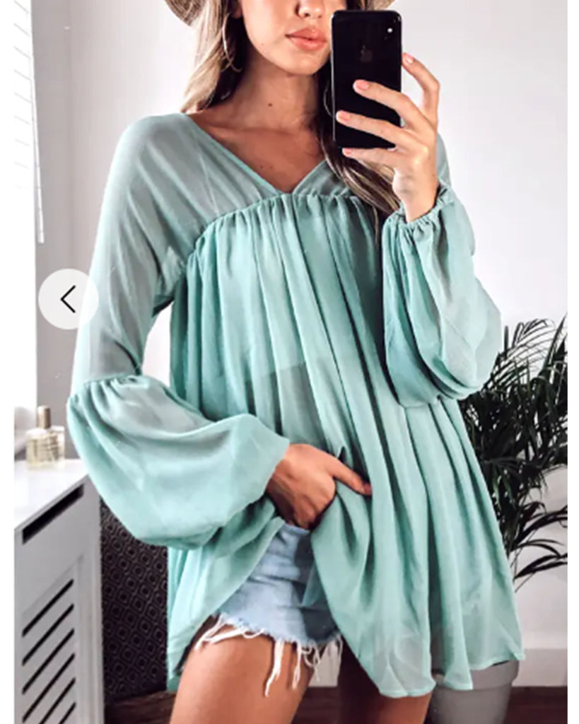 balloon long sleeves chiffon top