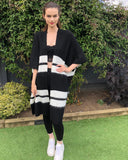 White Stripe Knitted Thick Wraps (Black)