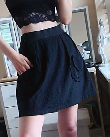 Black Floral Lace Skater Skirts