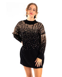 Sequin embellished shoulder and front soft knit cardigan