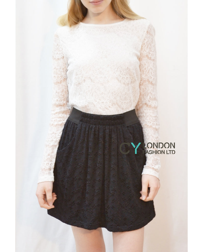 Floral Embroidered Lace Skater Skirts