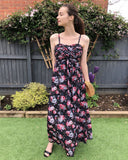 Printed Chiffon Maxi Dress in floral print