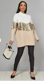 Oversized Sequin Jumper in Black/Grey